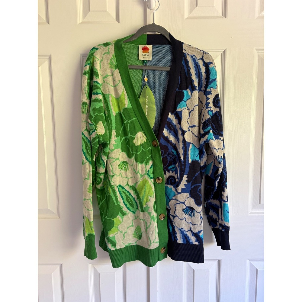 Farm Rio Tropical Groove Cardigan M 100% Cotton Botanical Floral Maximalist NWT - Picture 4 of 14